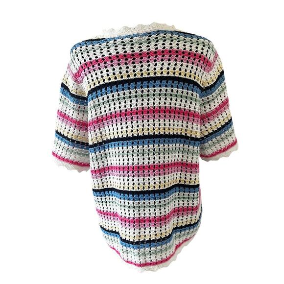 Gap Women’s Rainbow Crotchet Open Knit Top Multicolor Size XL - Picture 2 of 10